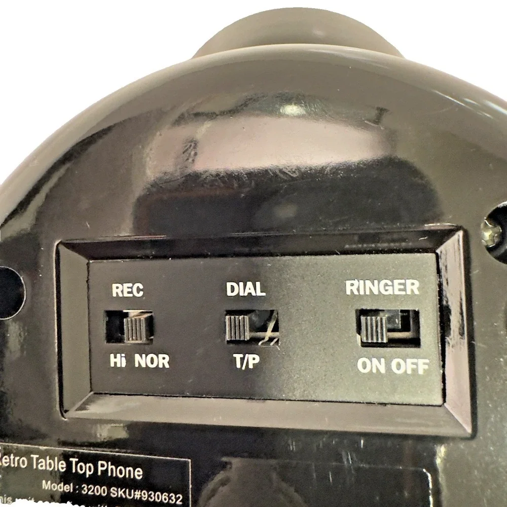 Black Retro Table Top Phone Vintage Telephone Redial and Flash Button Vintage
